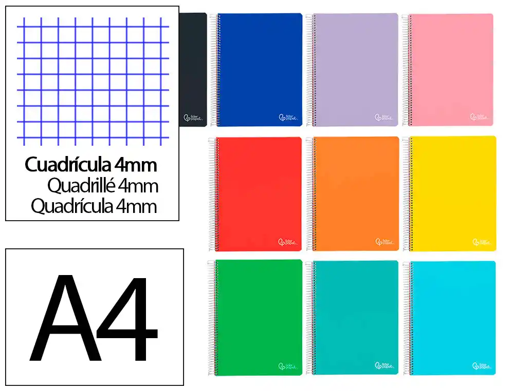 [171928] Cuaderno espiral liderpapel a4 witty tapa dura 120h 90gr cuadro 4mm con margen colores surtidos