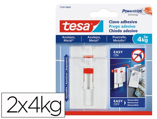 [160544] Clavo autoadhesivo tesa sujecion hasta 4 kg uso azulejos removible blister de 2 unidades
