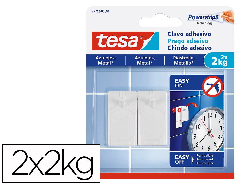 [160543] Clavo autoadhesivo tesa sujecion hasta 2 kg uso azulejos removible blister de 2 unidades