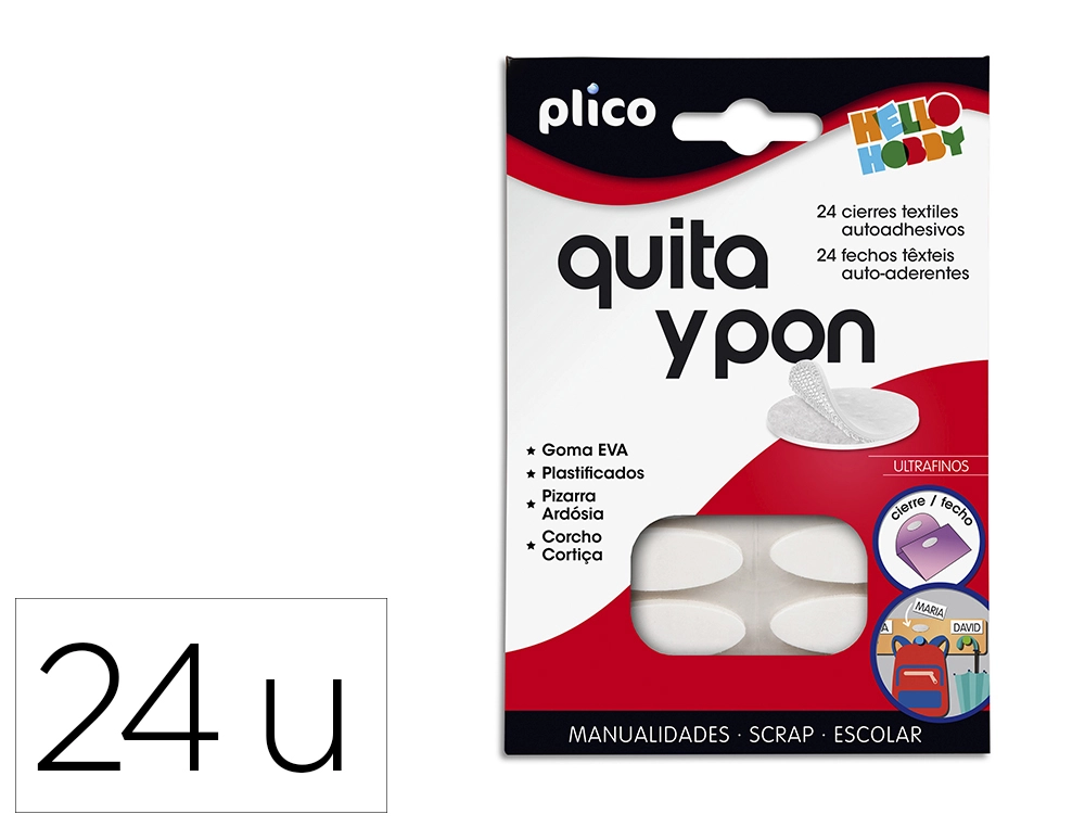 [72995] Velcro adhesivo ovalado plico quita y pon blister de 24 unidades
