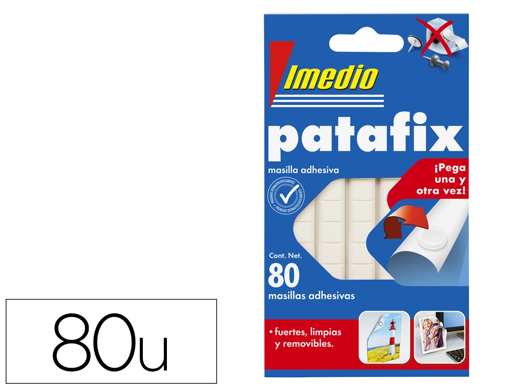 [168066] Sujetacosa imedio patafix masilla adhesiva removible blister de 80 unidades