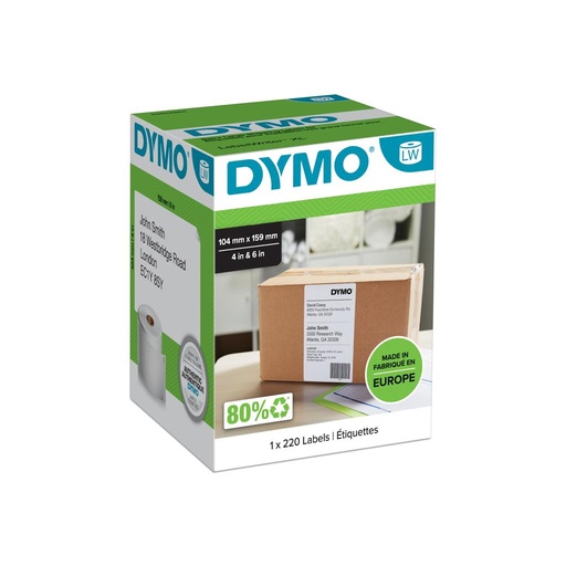 [45739] [S0904980] DYMO Etiqueta LW envío 104x159 mm blanca para impresoras 4xl/5xl rollo de 220