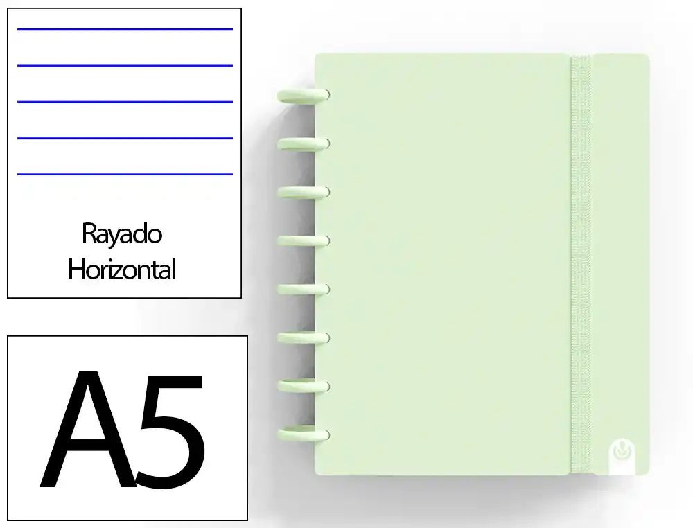 [175089] Cuaderno ingeniox foam a5 80h rayado horizontal verde pastel