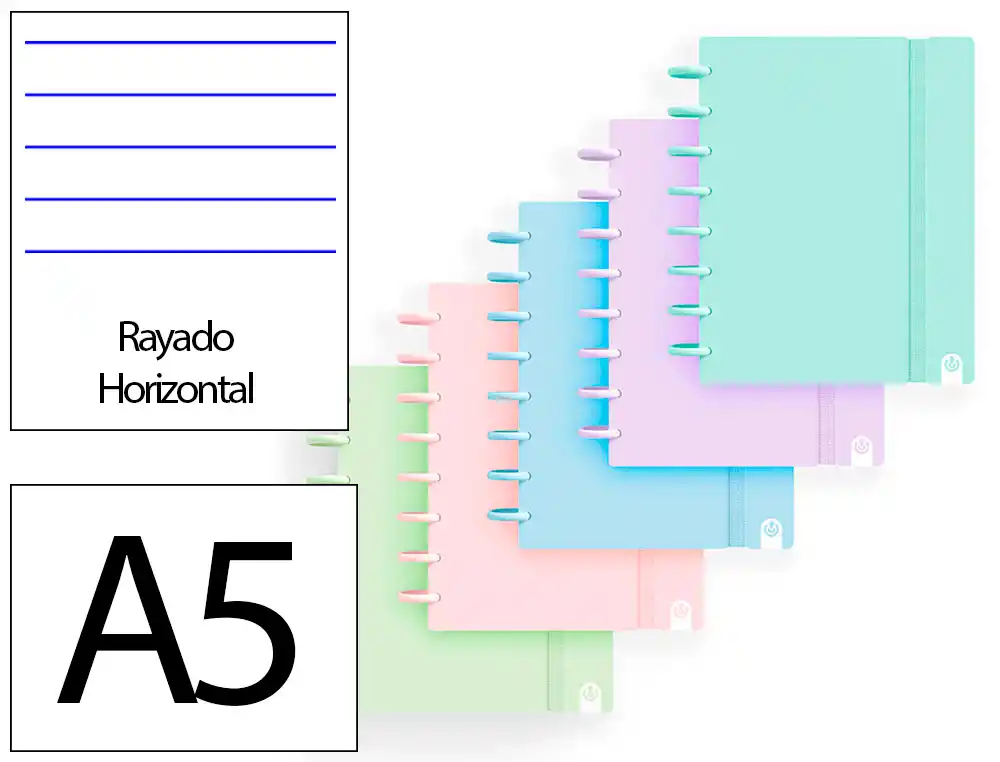 [175085] Cuaderno ingeniox foam a5 80h rayado horizontal colores pastel surtidos