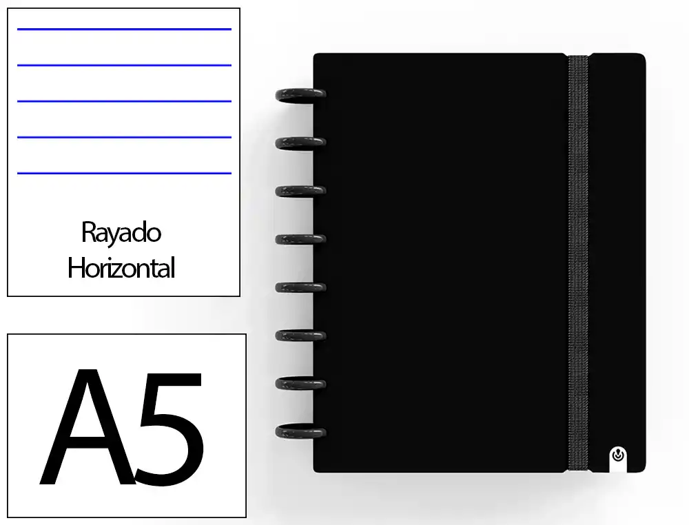 [175084] Cuaderno ingeniox foam a5 80h rayado horizontal negro