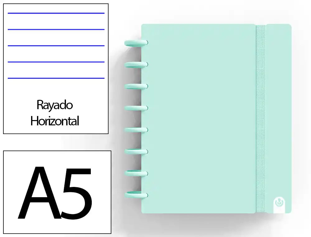 [175083] Cuaderno ingeniox foam a5 80h rayado horizontal menta pastel