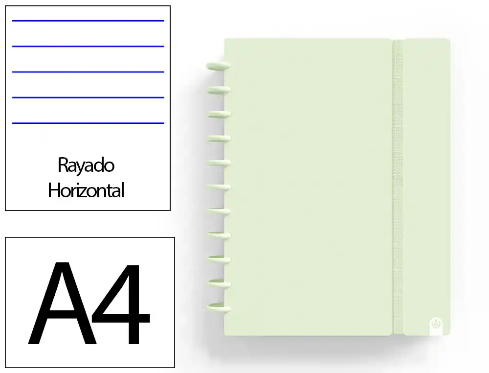 [175077] Cuaderno ingeniox foam a4 80h rayado horizontal verde pastel