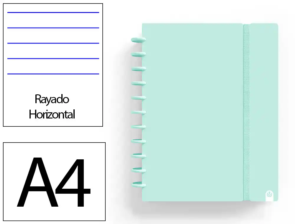 [175071] Cuaderno ingeniox foam a4 80h rayado horizontal menta pastel