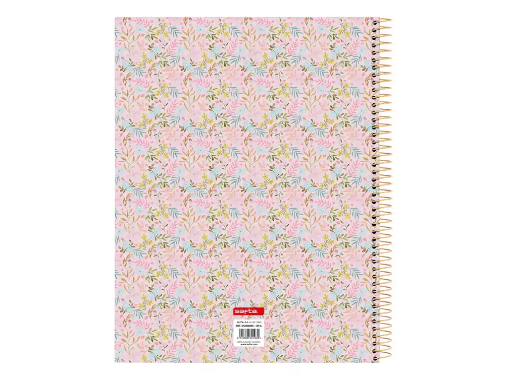[248714] Cuaderno espiral safta microperforado din a4 tapa forrada 120 hojas cuadro 5mm 60gr vicky martin berrocal