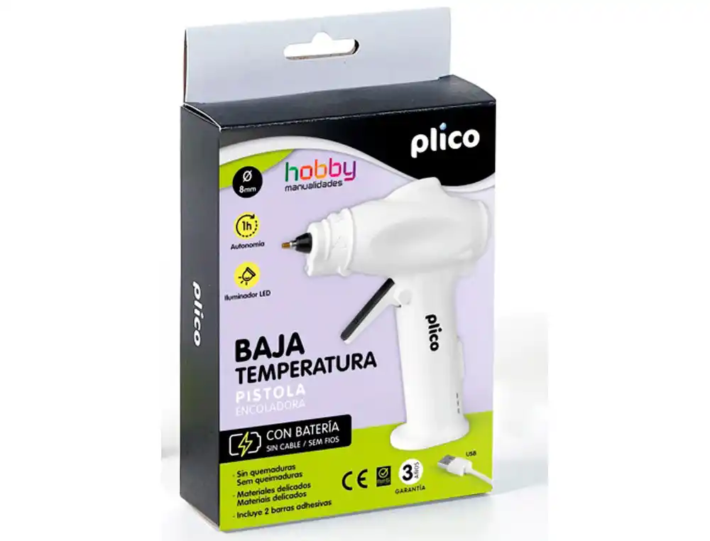 [175207] Pistola de silicona mini plico baja temperatura con bateria y led 25w