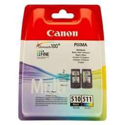 [2970B010] Canon PG510 Negro + CL511 Color Pack de 2 Cartuchos de Tinta Originales - 2970B010 (2*9 ml)