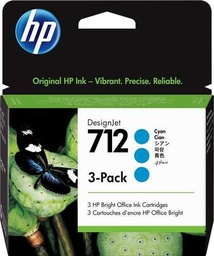 [3ED77A] HP 712 Cyan Pack de 3 Cartuchos de Tinta Originales - 3ED77A (3x 29 ml)