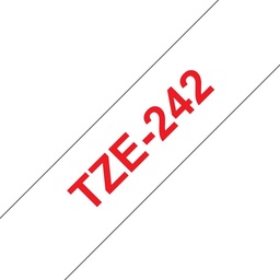 [BR-TZE242] Brother TZe242 Cinta Laminada Generica de Etiquetas - Texto rojo sobre fondo blanco - Ancho 18mm x 8 metros (Ancho 18mm / 8 metros)