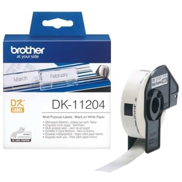 [DK11204] Brother DK11204 - Etiquetas Originales Precortadas Multiproposito - 17x54 mm - 400 Unidades - Texto negro sobre fondo blanco (400 uds / 17x54 mm)