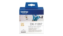 [DK11207] Brother DK11207 - Etiquetas Originales Precortadas Circulares para CD/DVD - 58 mm de Diametro - 100 Unidades - Texto negro sobre fondo blanco (100 uds / Circulares Ø 58 mm)
