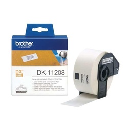 [DK11208] Brother DK11208 - Etiquetas Originales Precortadas de Direccion Grandes - 38x90 mm - 400 Unidades - Texto negro sobre fondo blanco (400 uds / 38x90 mm)