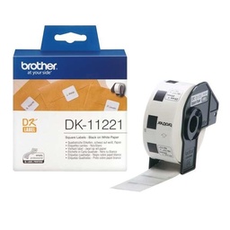 [DK11221] Brother DK11221 - Etiquetas Originales Precortadas Cuadradas - 23x23 mm - 1000 Unidades - Texto negro sobre fondo blanco (1000 uds / 23x23 mm)